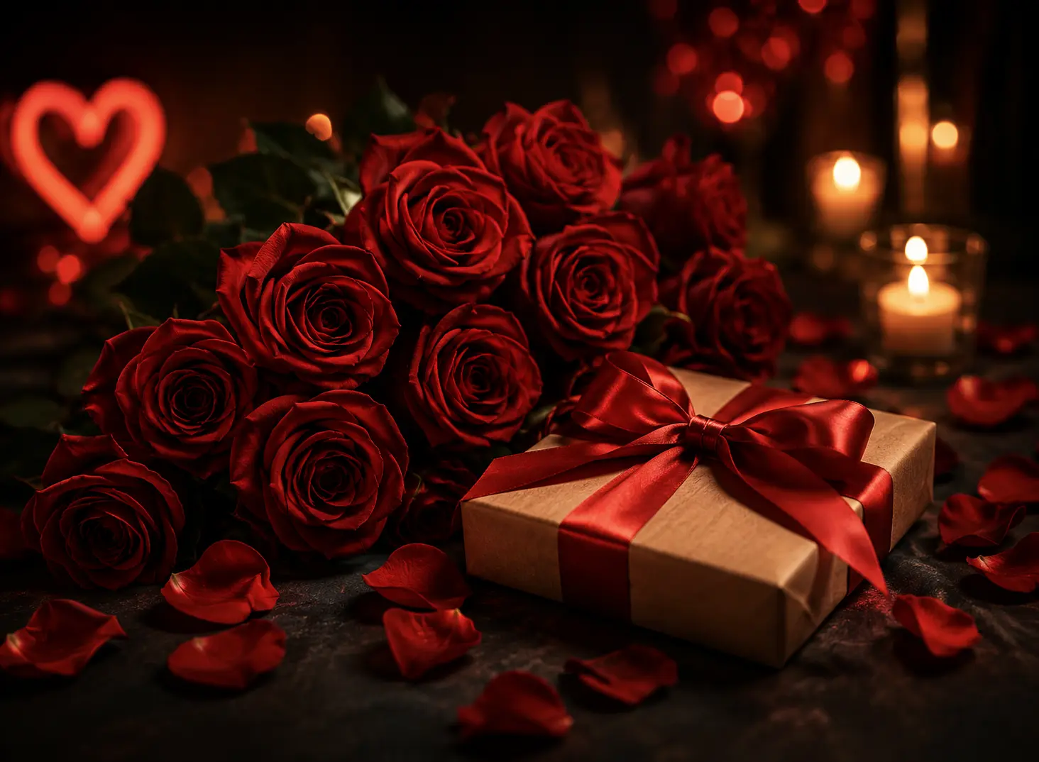 Romance et roses sous lumiere douce love room